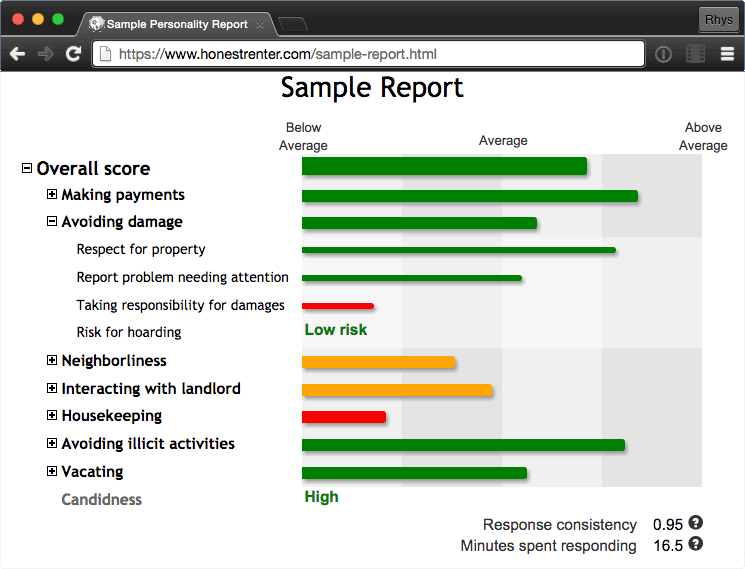 Sample personality report
